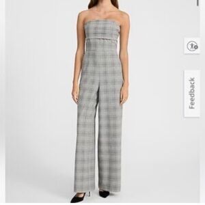 Express Gray Plaid Strapless Jumpsuit Size Small